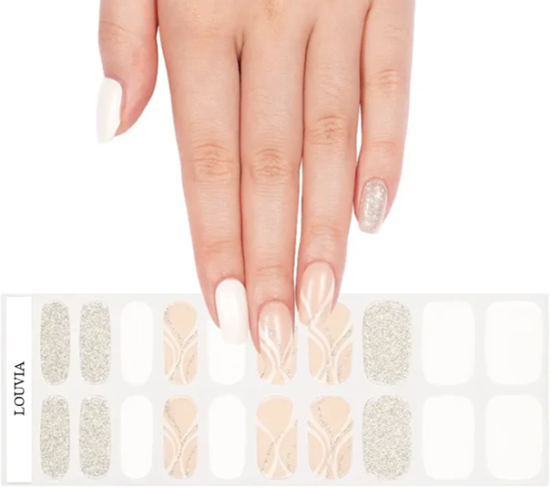 Louvia Gel Nagelstickers – Nude & White Elegance