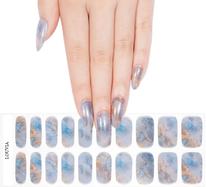 Louvia Gel Nagelstickers – Blue Marble Shine