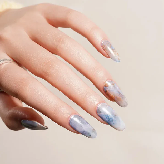 Louvia Gel Nagelstickers – Blue Marble Shine