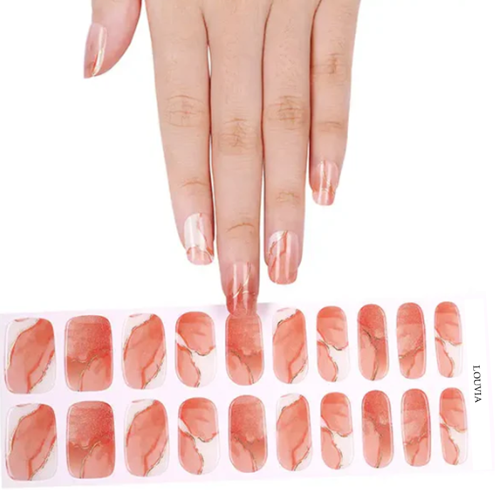 Louvia Gel Nagelstickers – Coral Marble Glow