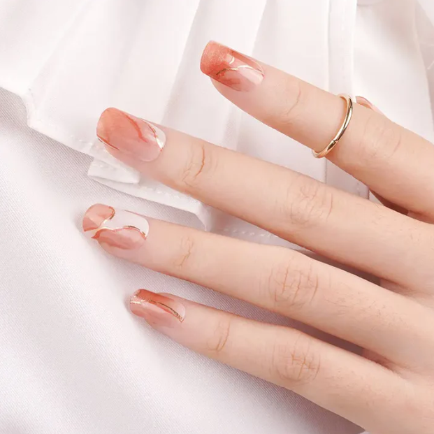 Louvia Gel Nagelstickers – Coral Marble Glow