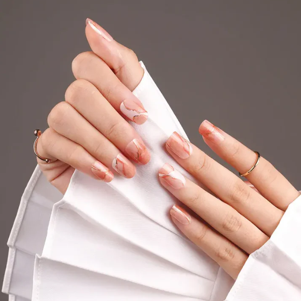 Louvia Gel Nagelstickers – Coral Marble Glow