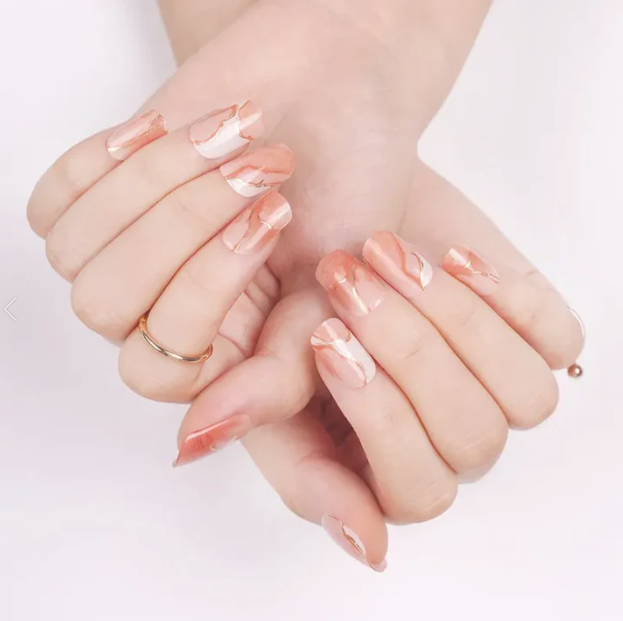 Louvia Gel Nagelstickers – Coral Marble Glow